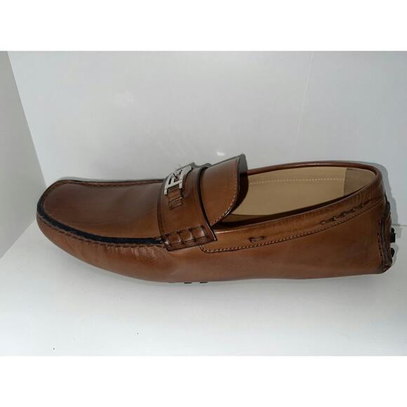 Fendi Men's Brown Leather Loafers with FF Logo - Picture 5 of 7